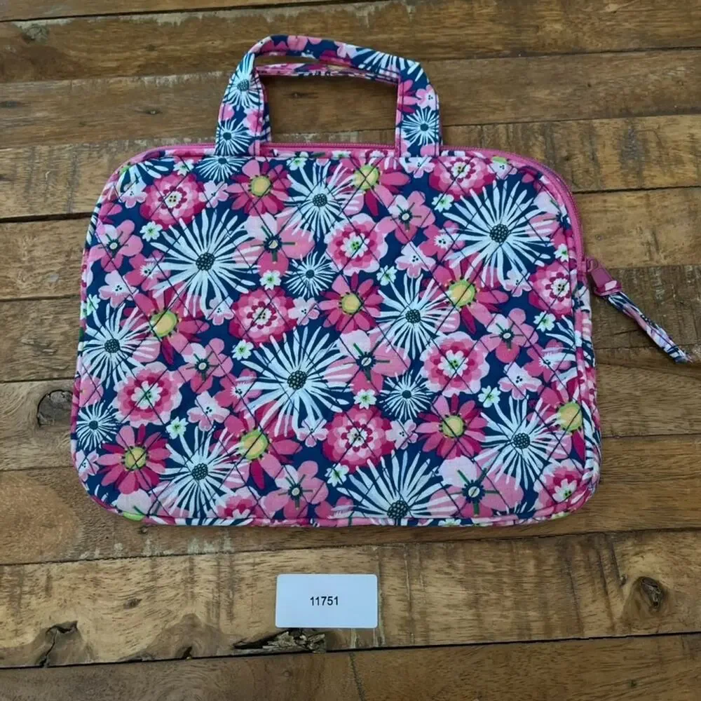 Cotton Quilted Laptop Ipad Case with handles Floral Design
